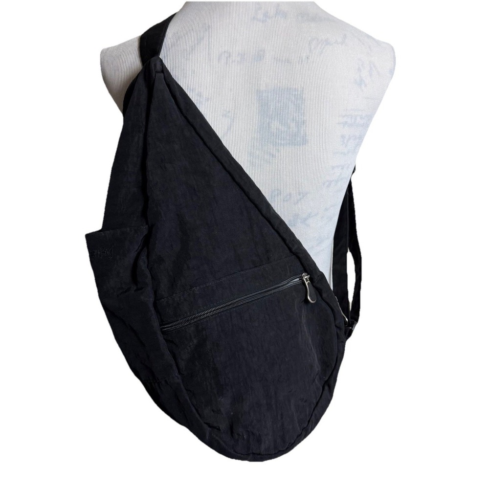 AmeriBag Healthy Back Bag Black Nylon Sling Backpack Shoulder Bag Medium